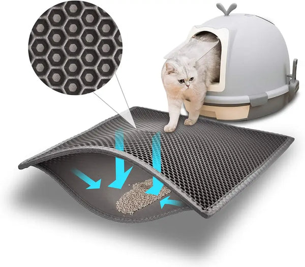 Double Layer Cat Litter Mat: Waterproof & Urine-Proof Trapping Technology